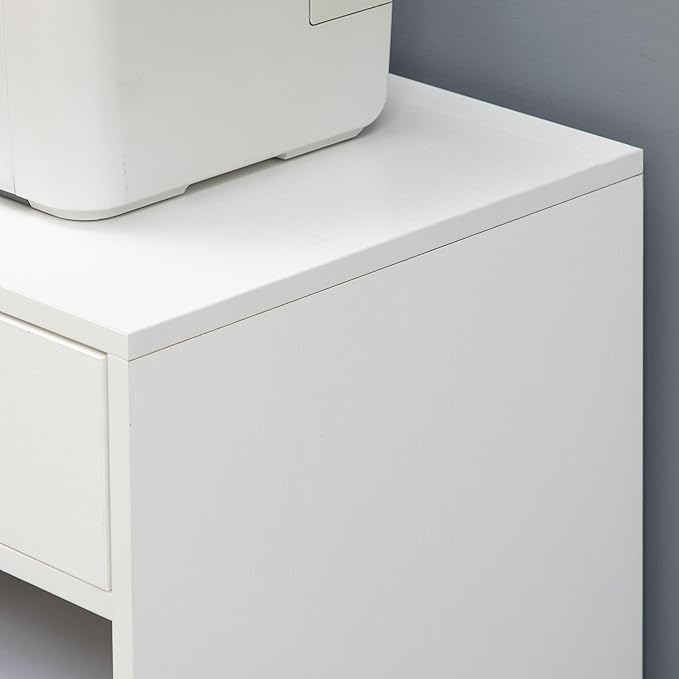 White Mobile Filing Cabinet with Drawer 2 Open Storage Spaces 4 Wheels Rectangular Portable Filing Cabinet Modern for Office Study Room