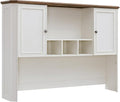T4TREAM 59 Farmhouse Wood Desk Hutch with Ample Storage Only Match VSC Series Farmhouse Desk (Antique White)