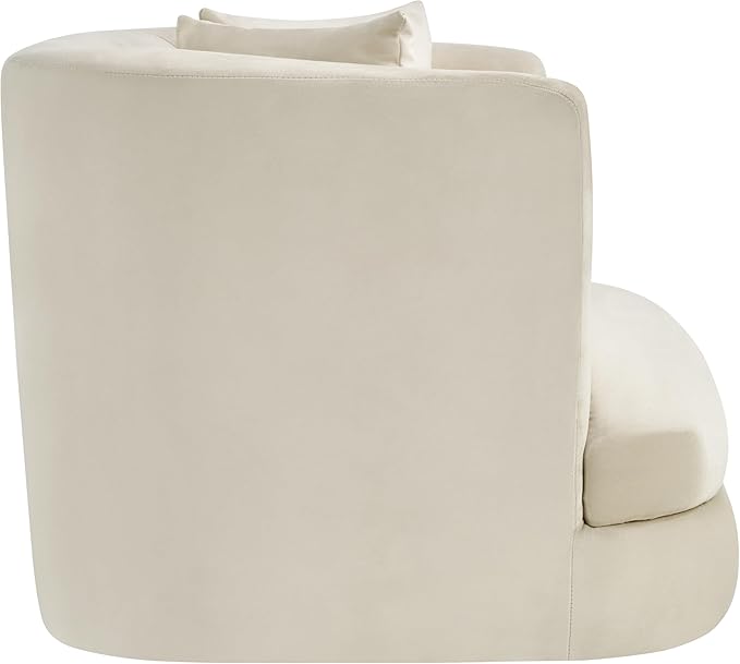 Meridian Furniture 699Cream-C Alder Collection Modern | Contemporary Chair with Ultra Luxe Cream Velvet 460 GSM Velvet Solid Wood Frame 38 W x 36 D x 30 H Cream