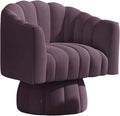 Accent Chair Mid Century 360 Degree Swivel ChairModern Lounge Sofa Round Barrel Chair with Wide UpholsteredFluffy Velvet Fabric Chairs for Home Sofa Living Room/Bedroom/Waiting Room(Purple)