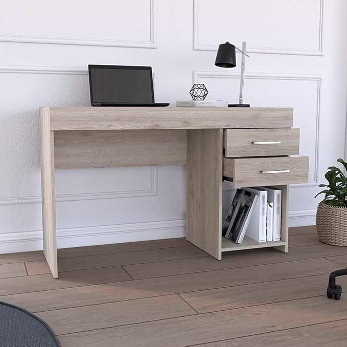 Home Office Desk Two Drawer Computer Desk One Lower Shelf -Light Gray47.2 Inches Wide