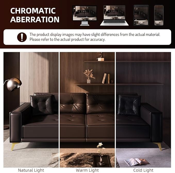92.1 King Size Pull Out Couch Faux Leather 3-in-1 Convertible Sofa Bed with Wide Armrests &amp Tufted Upholstery 4 Seat Pull Out Sofa Bed with Pillows for Living Room/Apartment/Office Dark Brown