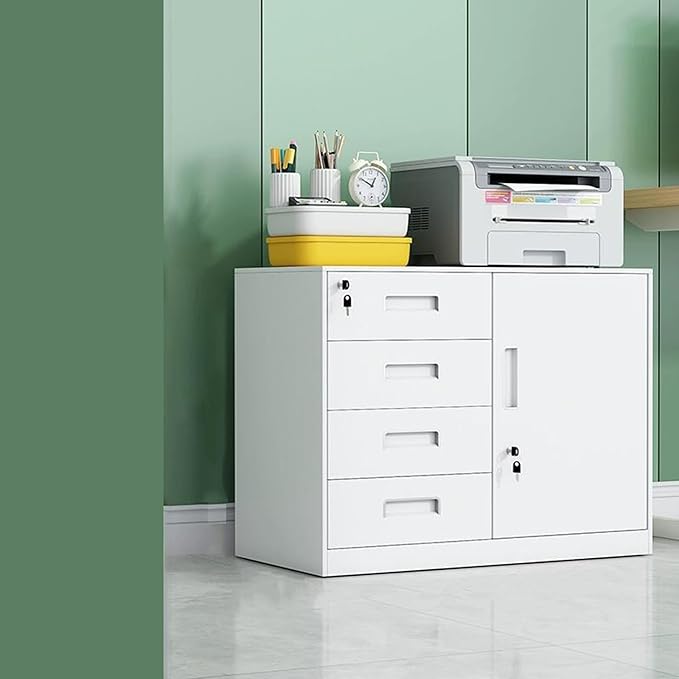 Office Filing Cabinet with Locking Tin File Cabinet Multi Drawer Storage Cabinet Floor Low Cabinet (Color : White)