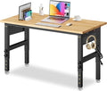 Standing Desk Stand up Desk 48x24 Inches Sit Stand Home Office Computer Desk with Power Outlet &amp Pegboard Rubber Wood Top