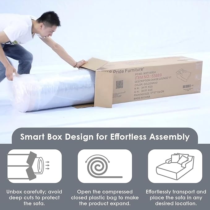 Container Furniture Chamden Oversized Chaise Lounge Chair Modern Corduroy Sofa Bed with Full Foam Cushioning Cozy Convertible Sleeper for Living Room or Bedroom Grey