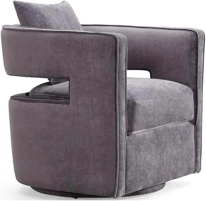 Tov Furniture Kennedy Modern Handmade Velvet Swivel Chair Gray