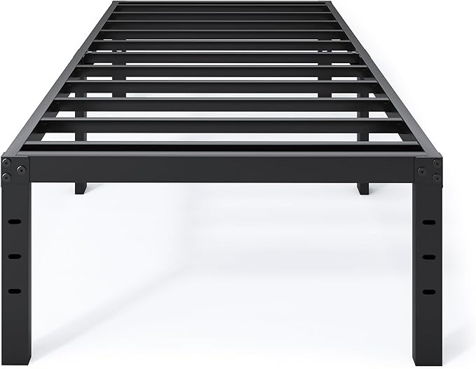 Twin Bed Frame - 18 in Sturdy Platform Bed Frame Twin Size Heavy Duty Metal Bed Frame No Box Spring Needed Quick &amp Easy Assembly No Noise Black