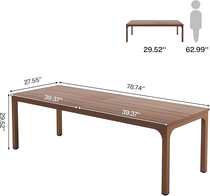 Tribesigns 78.7 Inches Extra Long Computer Desk 2 Person Desk Double Long Desk Workstaion for Home Office Coffee Brown