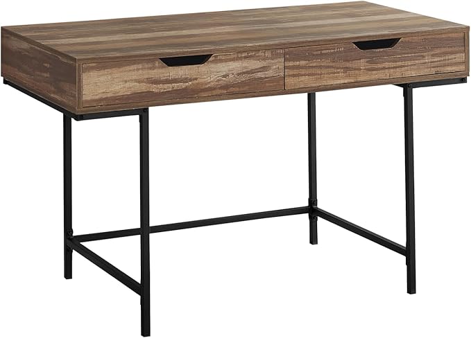 Computer Desk with Storage Drawers Modern Home Office 48 Inch Laptop Desk Brown Laminate &amp Black Metal