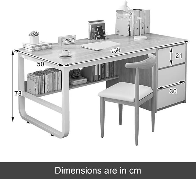 Computer Table Computer Desk with Storage 39.5 Contemporary Office Study Desk with Metal Bracket Home Office Desk for Bedroom Study Office