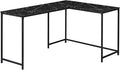 Computer Desk Home Office Corner 58 l L Shape Work Laptop Black Marble Look Laminate Black Metal Contemporary Modern