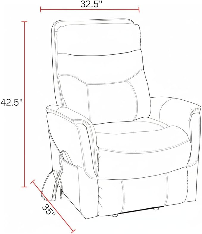 Parker Living Gemini - Capri Silver Power Lift Recliner Chair with Articulating Headrest 100% Polyester Electric Recliner for Living Room