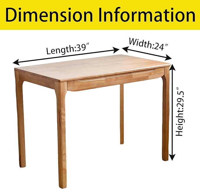 Widen Solid Wood Desk with Drawers39X24 Wood Writing Desk for Small SpaceStudent Computer PC DesksHome Desks for WorkGaming Study Desk for Bedroom Escritorios Desk Table (Natural 39)