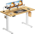 Sweetcrispy Electric Standing Desk Adjustable Height 48x24 Inch Sit Stand Up Home Office Desks Computer Workstation PC Work Table with 3 Memory Preset Splice Wood Board Metal Frame Oak