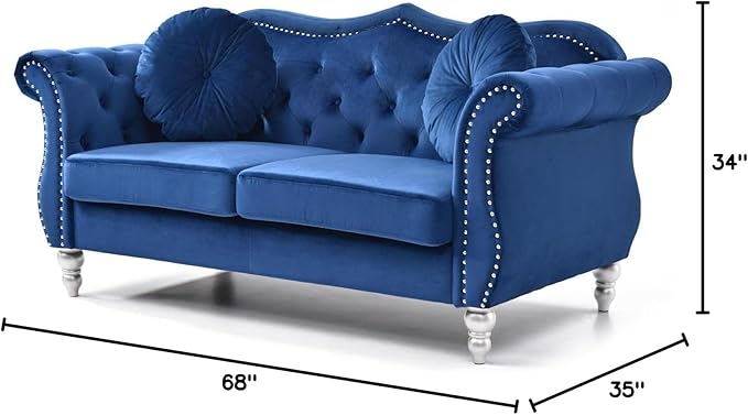 Glory Furniture Hollywood Velvet Loveseat in Navy Blue
