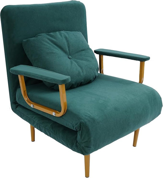 LOYALHEARTDY Sofa Bed Chair ReclinerFoldable Convertible Sleeper Sofa Chair Bed with Pillow5 Gears Adjustable Backrest Convertible Sofa Bed for Living Room Office Bedroom(Green)