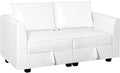 Naomi Home Elizabeth Modern Loveseat Sofa with Extendable Design &amp Soft Comfortable Seating – Air Leather Modular loveseat Sofa with Sturdy Wooden Frame Ideal for Small Spaces Easy Assembly Whi