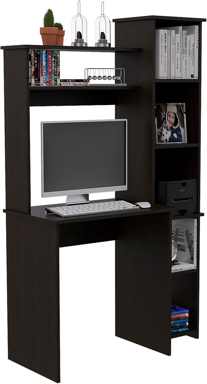 Home Office Desk Writing Desk Six ShelvesEngineered Wood