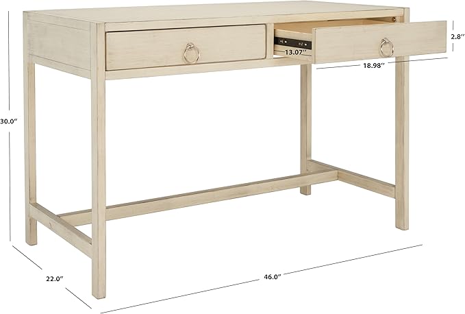 SAFAVIEH Home Collection Esther Antique White 2-Drawer Desk