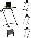 Homy Casa Adjustable Z Shaped Study Desk with Cup Holder Space Saving Portable Laptop Foldable Table for Home Office Living Room &amp Bedroom Sturdy Metal Frame &amp PP Top Black 4PCS
