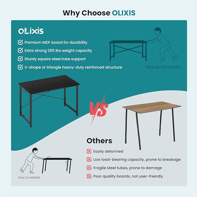 OLIXIS Small Computer Desk for Home Office 32 Inch Writing Desk for Small Spaces Study Table with X-Shaped Reinforcement Sturdy Bedroom Table with Scratch-Resistant Tabletop &amp Metal Frame Blac