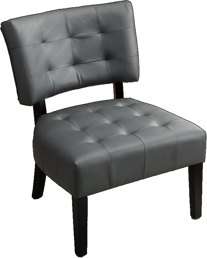 Contemporary Tufted Oversized Accent Chair with Plush Boucle Fabric and Faux Leather Options Kiln-Dried Hardwood Frame Deep Cushion Seat Ergonomic Back Support Versatile Living Room Chair (Gray)