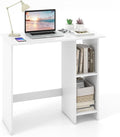 Giantex Small White Desk Compact Study Writing Desk with 3-Position Adjustable Shelf Anti-Toppling Kit Modern PC Laptop Table Home Office Computer Workstation for Small Space Bedroom Dorm