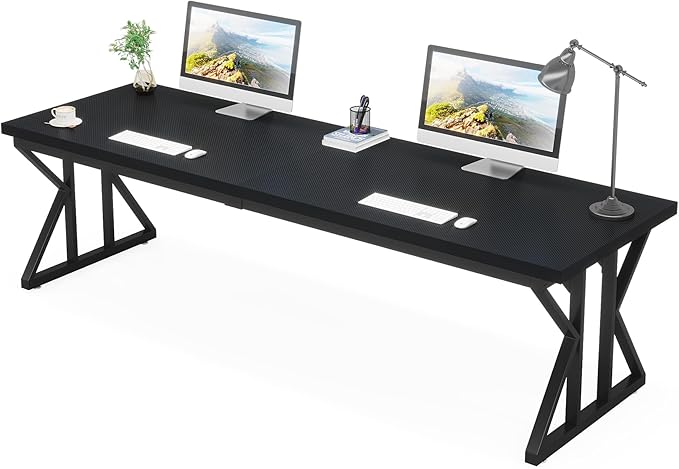 Tribesigns 78.7 Inches Long Computer Desk Two Person Desk Large Executive Office Desk Double Desk Study Writing Table for Home Office (Black)