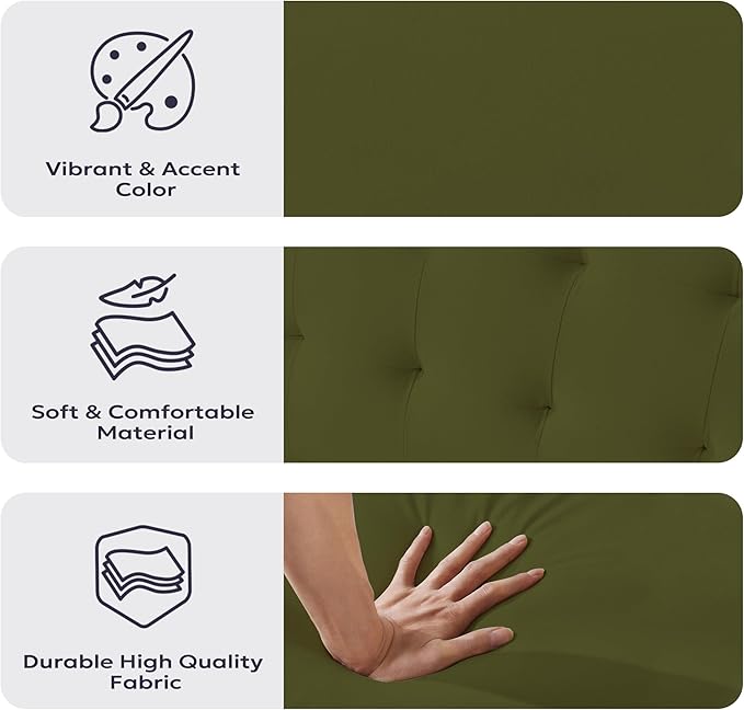 71 Velvet Futon Sofa Bed Versatile Loveseat Couch Sleeper Sofa with Adjustable Backrest Mid Century Modern Futon Couch for Small Space Living Room Office &amp Apartment Velvet Fabric Green