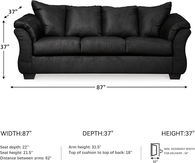 Signature Design by Ashley Darcy Classic Contemporary Sofa Black