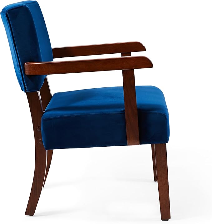 Accent Chair Set of 2 with Table Living Room Chairs with Velvet Soft Seat &amp Armrests for Living Room Bedroom Reading Room Waiting Room (Velvet Navy)