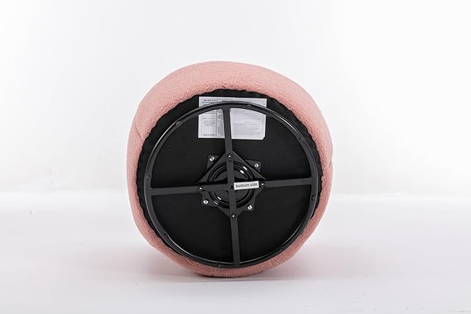 Swivel Barrel Accent Chair 360° Swivel Chair with Black Powder Coating Metal Ring Small Leisure Chair Single Sofa Chair for Living Room Hotel Bedroom Office Coffee Shop (Pink + Wool)