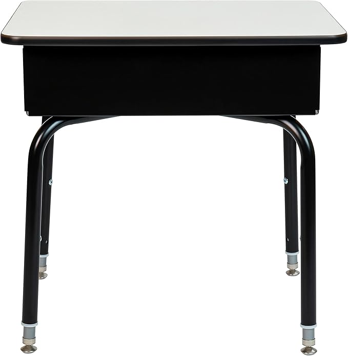 Flash Furniture Billie Open Front Student Desk for Classrooms or Remote Learning Height Adjustable School Desk with Metal Book Box Gray/Black