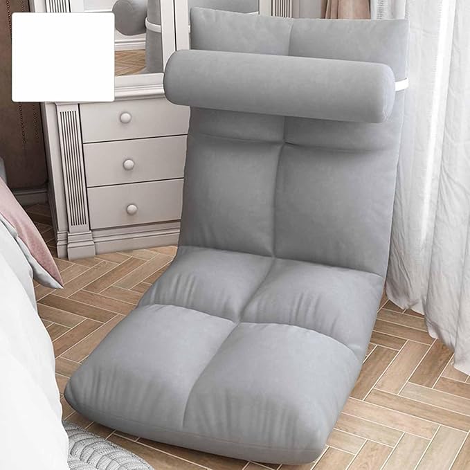 Denash Foldable Floor Lazy Sofa with Lumbar Pillow 5 Adjustable Positions Chaise Lounger Sofa with Back Support Soft Bean Bag Sofa Bed Floor Sofa for Home Living Room Bedroom