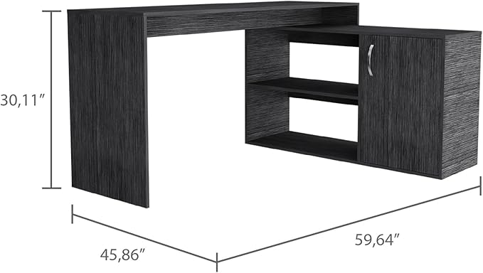 Penau L-Shaped Office Desk with 1 Drawer and 2 Shelves Smokey Oak Finish Corner Desk for Space Saving 59.64 Inches Wide Ideal for Home or Office Manufactured Wood Construction