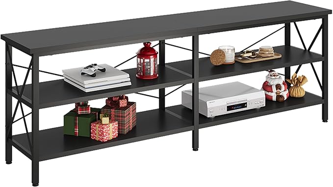 WLIVE TV Stand up to 70 Inch TV 63 Entertainment Center TV Media Console with 3-Tier Storage Shelves for Living Room and Bedroom Black