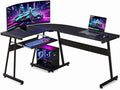 ivinta L-Shaped Desk with Keyboard Tray and CPU Stand 58 Modern Reversible Corner Computer Desk for Small Spaces Living Room Bedroom Home Office 7112 (Black)