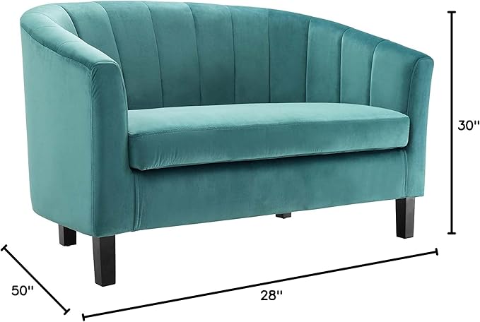 Modway Prospect Channel Tufted Upholstered Velvet Loveseat Teal