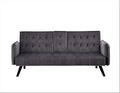 Container Furniture Direct 72 Velvet Convertible Sofa Bed with Cup Holders Tufted Folding Futon Sleeper Couch Mid-Century Modern 3 Seater for Small Spaces 72 L x 34.6 D x 31 H Grey
