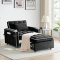 3 in 1 Convertible Sleeper Chair Modern Pull Out Couch Bed Single Recliner with Adjustable Back Velvet Futon Folding Sofa Bed Chair for Living Room Bedroom Small Spaces (Black-2)