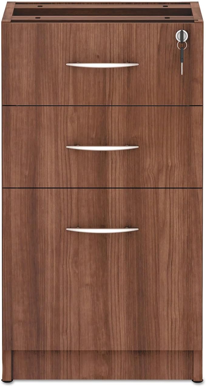 Alera Alera Valencia Series Full Pedestal File Left/Right 3-Drawer: Box/Box/File Legal/Letter Modern Walnut15.63 x 20.5 x 28.5