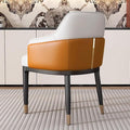 Mid-Century Accent Chairs PU Leather Modern Upholstered Living Room Chair with Ergonomic Backrest Cozy Armchair with Metal Legs for Bedroom Office Cafe(Orange)