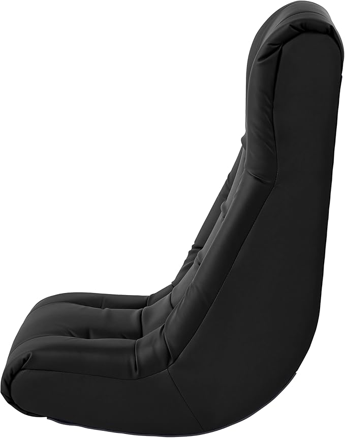 Factory Direct Partners Soft Tufted Floor Rocker - Cushioned Ground Chair for Kids Teens and Adults - Great for Reading Gaming Meditating TV - Black 10488-BK