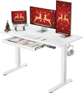 ErGear Electric Standing Desk with Drawers 48 x 24 Height Adjustable Desk with 4 Preset Home Office Computer Table with Splice Board White