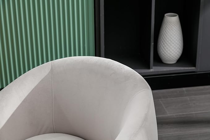 Swivel Barrel Accent Chair Velvet 360° Swivel Chair Small Leisure Chair Single Sofa Chair with Metal Swivel Base for Living Room Hotel Bedroom Office Coffee Shop (Gray + Velvet)