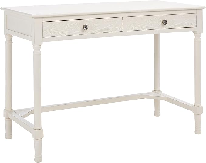 SAFAVIEH Home Collection Ryleigh Distressed White 2-Drawer Desk