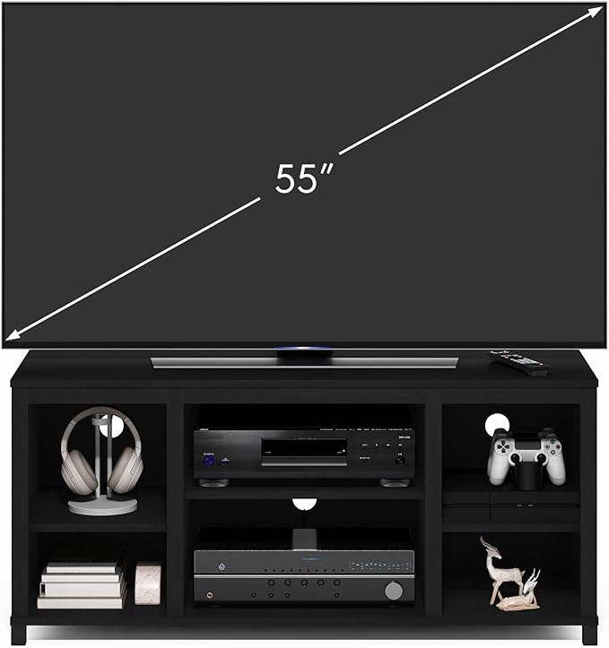 Furinno Classic TV Stand Entertainment Center TV Console for TV up to 55 Inch with Shelves for Living Room Bedroom Americano