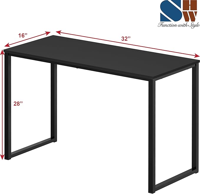 SHW Mission 32-Inch Home Office Computer Desk Black