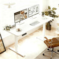55 Inch Electric Height Adjustable Standing Desk for Home Office Computer Gaming Craft Study Work Desks Modern Lift-up TableWhite