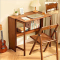 41 Bamboo Folding Desk with Bookshelf Folding Bamboo Desk for Small Spaces Computer Table Space Saving Wooden Desks for Home Bedroom Study Office Bamboos Writing Desks Brown